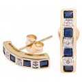 Sapphire and Diamond 10 Karat Gold Earrings